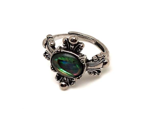 Védelmező pávakagyló ásvány gyűrű állítható 10x8mm