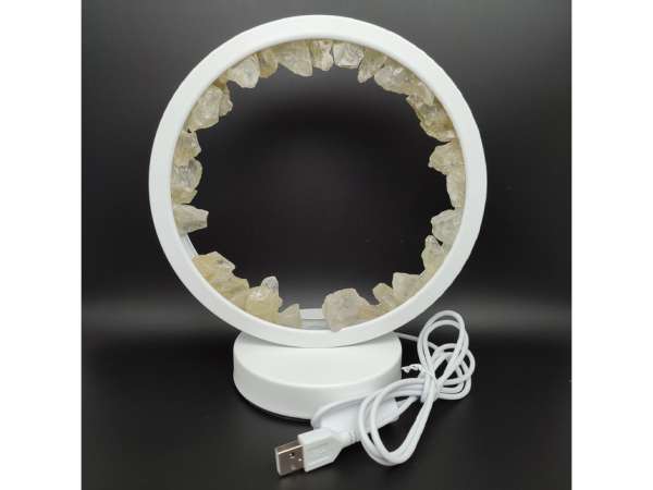 Lámpa USB Citromkvarc nyers kör 21x18cm