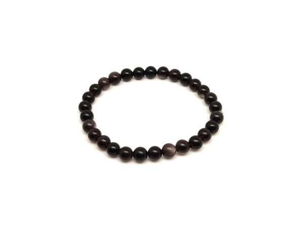 Ezüst obszidián golyós ásvány karkötő 6mm