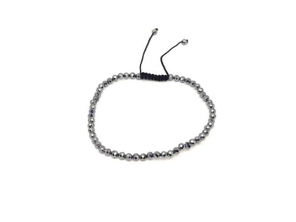 Fazettált szilícium golyós ásvány karkötő csúszócsomóval 4–5mm