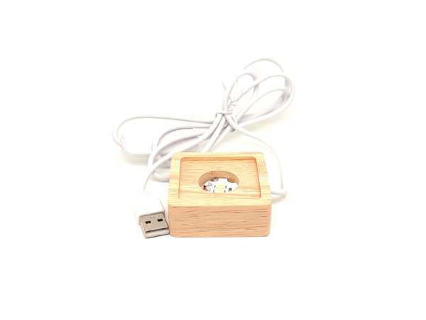 Fa talpas négyzet fehér LED talp ásványokhoz 5×5 cm magas