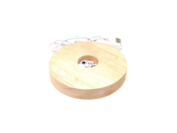 Fa talpas színváltós RGB LED talp ásványokhoz 12 cm kerek