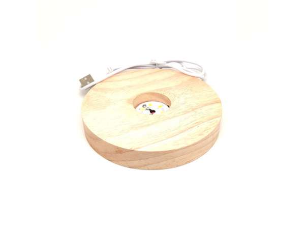 Fa talpas fehér LED talp ásványokhoz 12 cm kerek