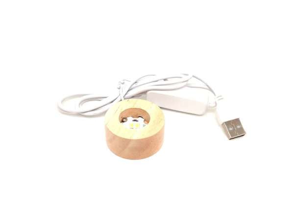 Fa talpas fehér LED talp ásványokhoz 4 cm mini kerek