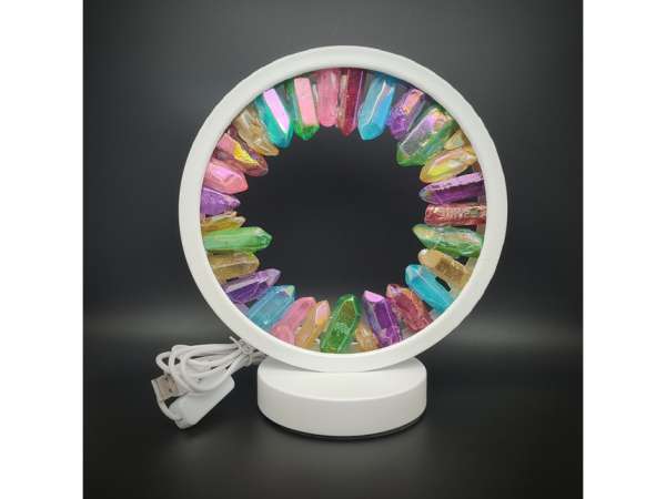 Aura kvarccsúcs nyers kör ásvány hangulatlámpa 21×18 cm