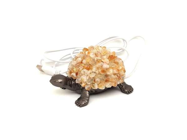 Citrin teknős hangulatlámpa fekete 10×8 cm USB LED talppal