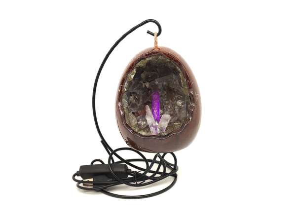 Citrin nyers tojás hangulatlámpa fém állvánnyal 10 cm