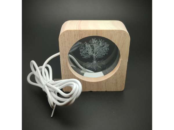 Gravírozott életfa üveg fa hangulatlámpa 7×8 cm