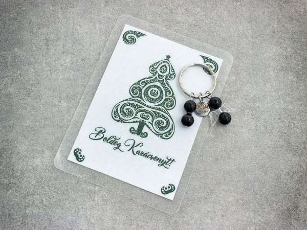 Boldog Karácsonyt kulcstartó ónixszal