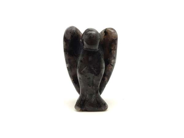 Larvikit angyal figura 4 cm – fekete-szürke ásvány dísztárgy
