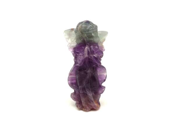 Fluorit angyal figura 8 cm – lila-zöld ásvány dísztárgy
