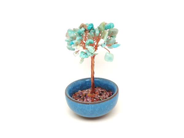 Amazonit ásványfa cserépben, kék – 10-11 cm