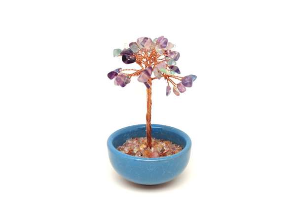 Fluorit ásványfa cserépben, lila-zöld – 10-11 cm