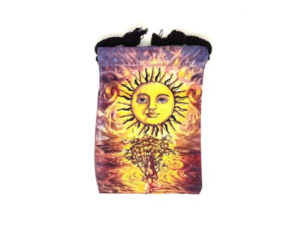 Lángoló nap mintás szütyő – textil ajándéktasak 13x18 cm
