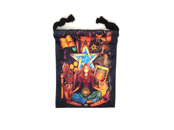 Csillagos istennő mintás szütyő – textil ajándéktasak 13x18 cm