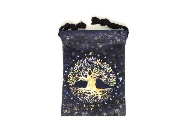 Éjszakai életfa mintás szütyő – textil ajándéktasak 13x18 cm