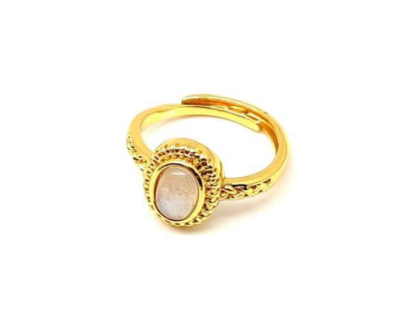 Labradorit gyűrű díszes 12x10 mm, aranyszínű, állítható „Csillagköd