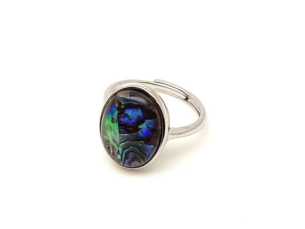 Abalon gyűrű állítható, ovál kagylóhéj 18x14 mm „Óceán Fénye”