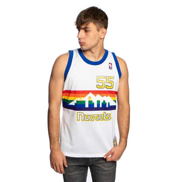 Mitchell & Ness Denver Nuggets #55 Dikembe Mutombo white Swingman Jersey
