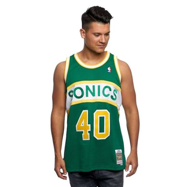 Mitchell & Ness Seattle Supersonics  #40 Shawn Kemp green/yellow Swingman Jersey