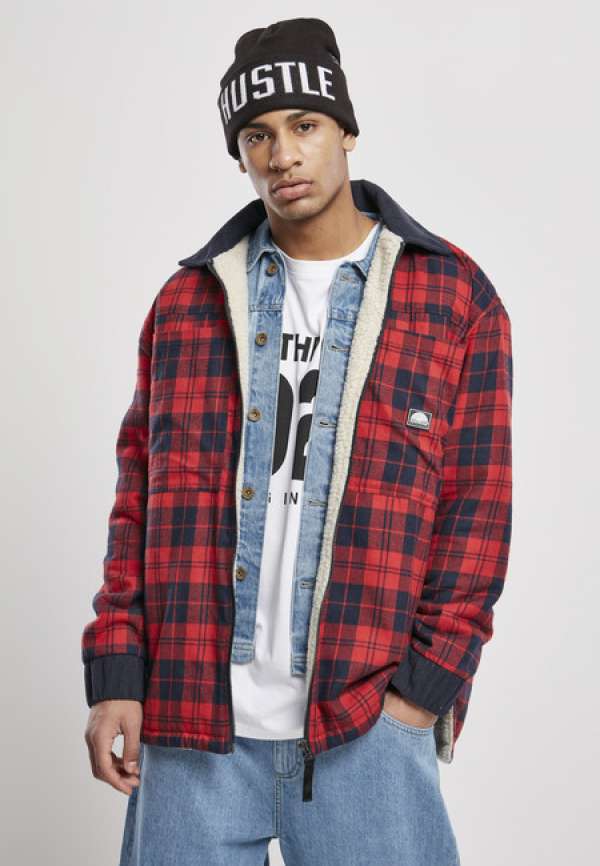 Southpole Check Flannel Sherpa Jacket red