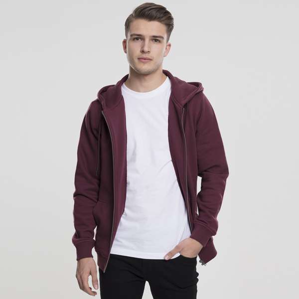 Pulóver Urban Classics Basic Zip Hoody cherry