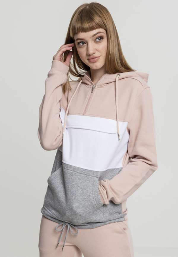 Urban Classics Ladies Color Block Sweat Pullover lightrose/grey/white
