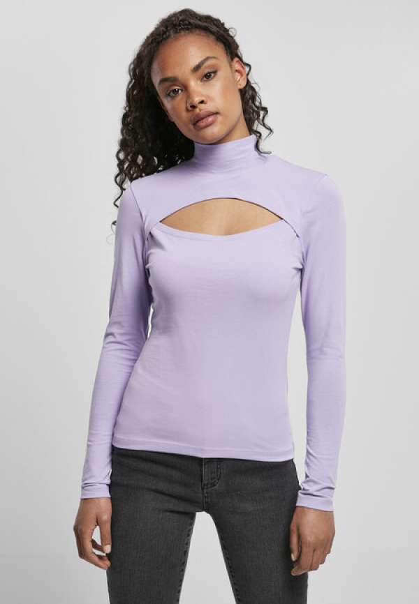 Urban Classics Ladies Cut-Out Turtleneck Longsleeve lavender