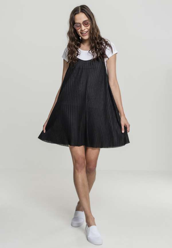 Urban Classics Ladies Jersey Pleated Slip Dress black