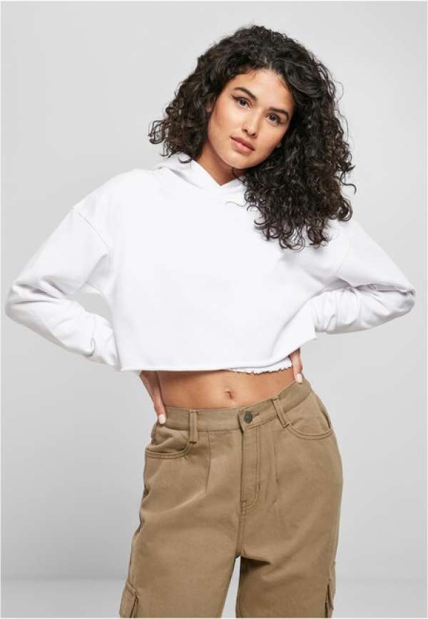 Urban Classics Ladies Oversized Cropped Hoody white