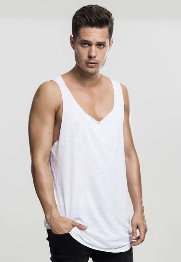 Urban Classics Long Shaped Open Edge Loose Tank white