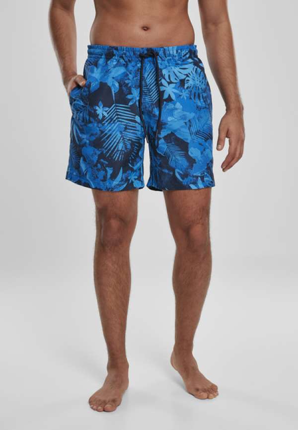 Urban Classics Pattern Swim Shorts blue flower