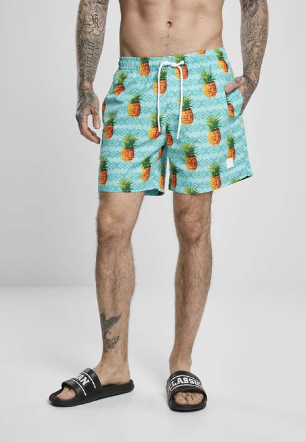 Urban Classics Pattern Swim Shorts pineapple aop