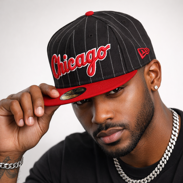 New Era PIN Script Chicago White Sox Black Scarlet Cap