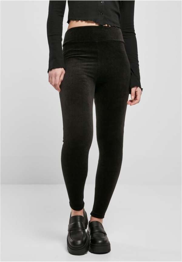 Urban Classics Ladies High Waist Rib Velvet Leggings black