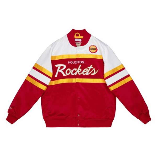 Mitchell & Ness Houston Rockets Special Script Heavyweight Satin Jacket red