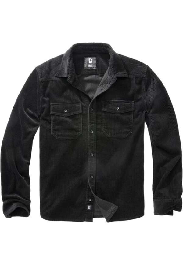 Brandit Corduroy Classic Shirt Long Sleeve black