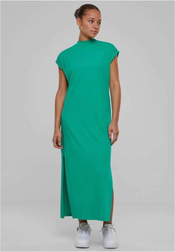 Urban Classics Ladies Long Extended Shoulder Dress ferngreen
