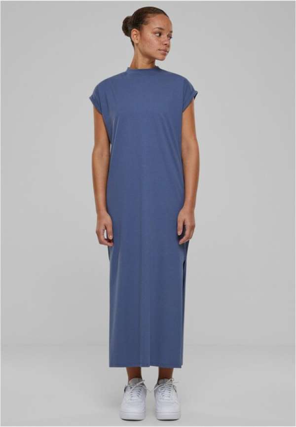 Urban Classics Ladies Long Extended Shoulder Dress vintageblue