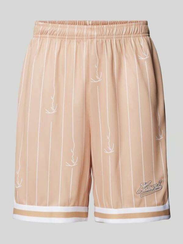 Karl Kani Small Varsity Logo Pinstripe Mesh Shorts sand/white