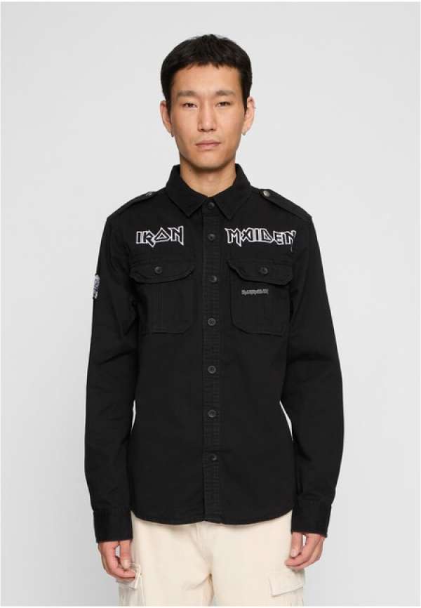 Brandit Iron Maiden Vintage Shirt long sleeve Eddy black