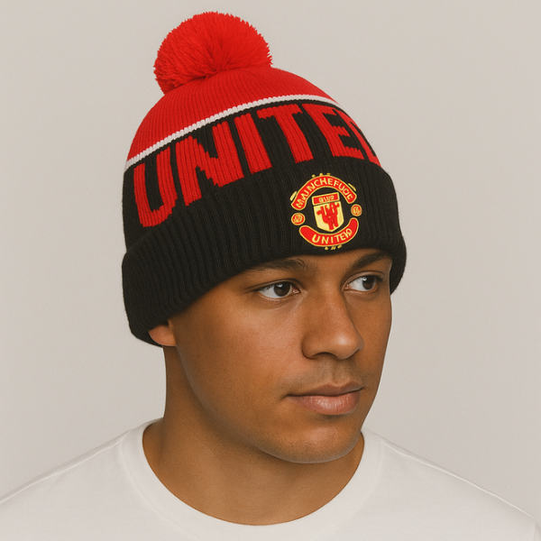 Téli Sapka New Era Knit Medium Sport Beanie Manchester United Black
