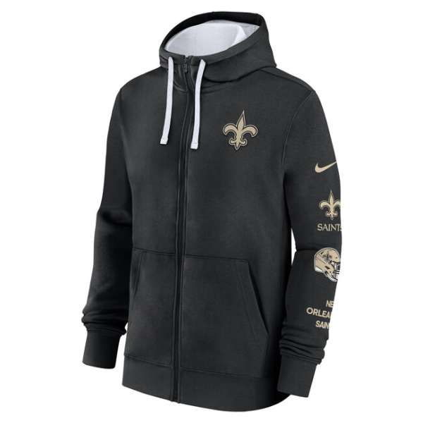Nike Men's NFL Nike Cotton Full-Zip Fleece Hoodie New Orlean Saints black/white