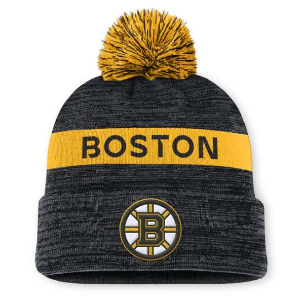 Fanatics Boston Bruins NHL Authentic PRO Rink Beanie Cuff With POM black/yellow gold
