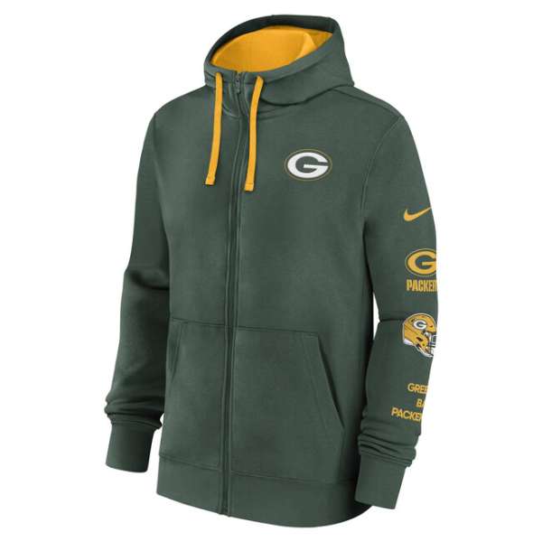 Nike Men's NFLGreen Bay Packers Nike Cotton Full-Zip Fleece Hoodie Fir/University Gold