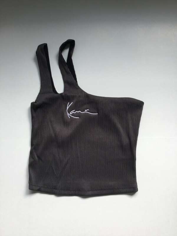 WMNS Top Karl Kani Small Signature One Shoulder Top Bi-Color Rib black/anthracite