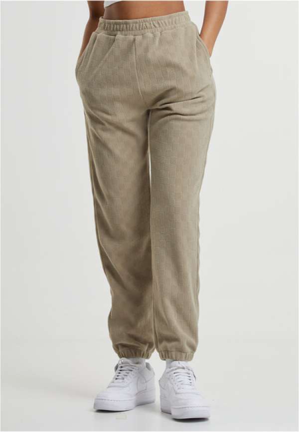 Urban Classics Ladies Jacquard Velvet Sweatpants unionbeige