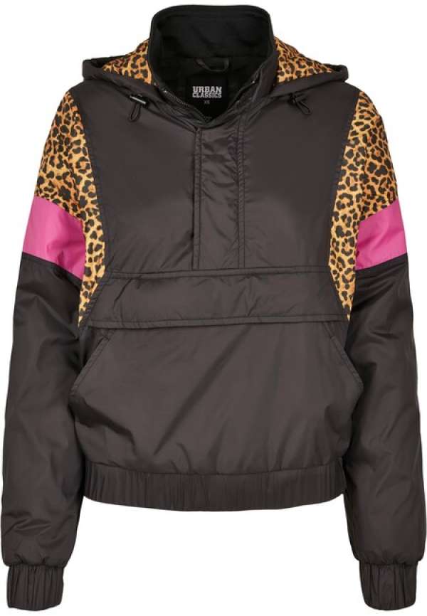 Urban Classics Ladies AOP Mixed Pull Over Jacket black/leo