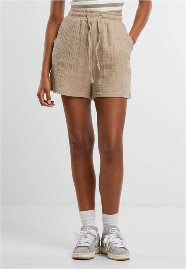 Urban Classics Ladies Musselin Shorts chalkdust