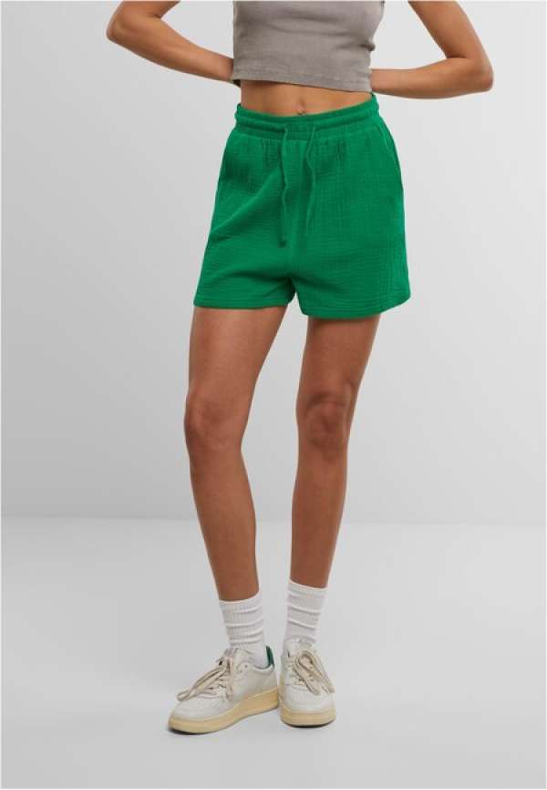 Urban Classics Ladies Musselin Shorts froggreen